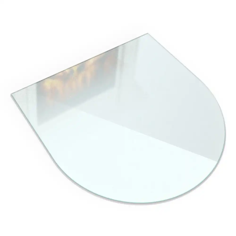 Plaque de sol semi-ovale pour poêle à bois en verre semi-transparent