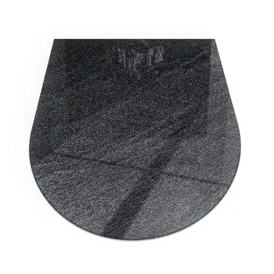 Plaque de sol semi-ovale en verre pour cheminée avec texture pierre naturelle