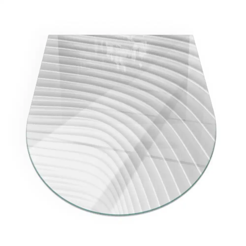 Plaque de protection semi-ovale en verre trempé pour poêle avec motif de vagues