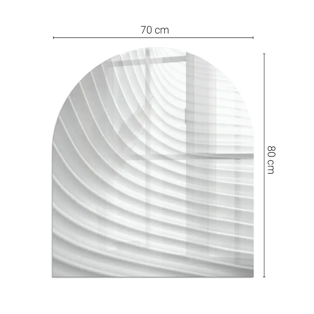 Plaque de protection semi-ovale en verre trempé pour poêle avec motif de vagues