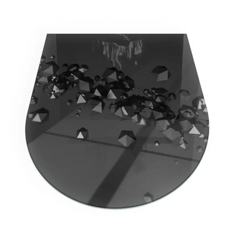 Plaque de sol semi-ovale en verre pour cheminée motif nuage abstrait