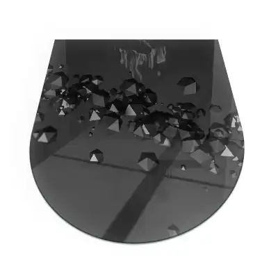 Plaque de sol semi-ovale en verre pour cheminée motif nuage abstrait