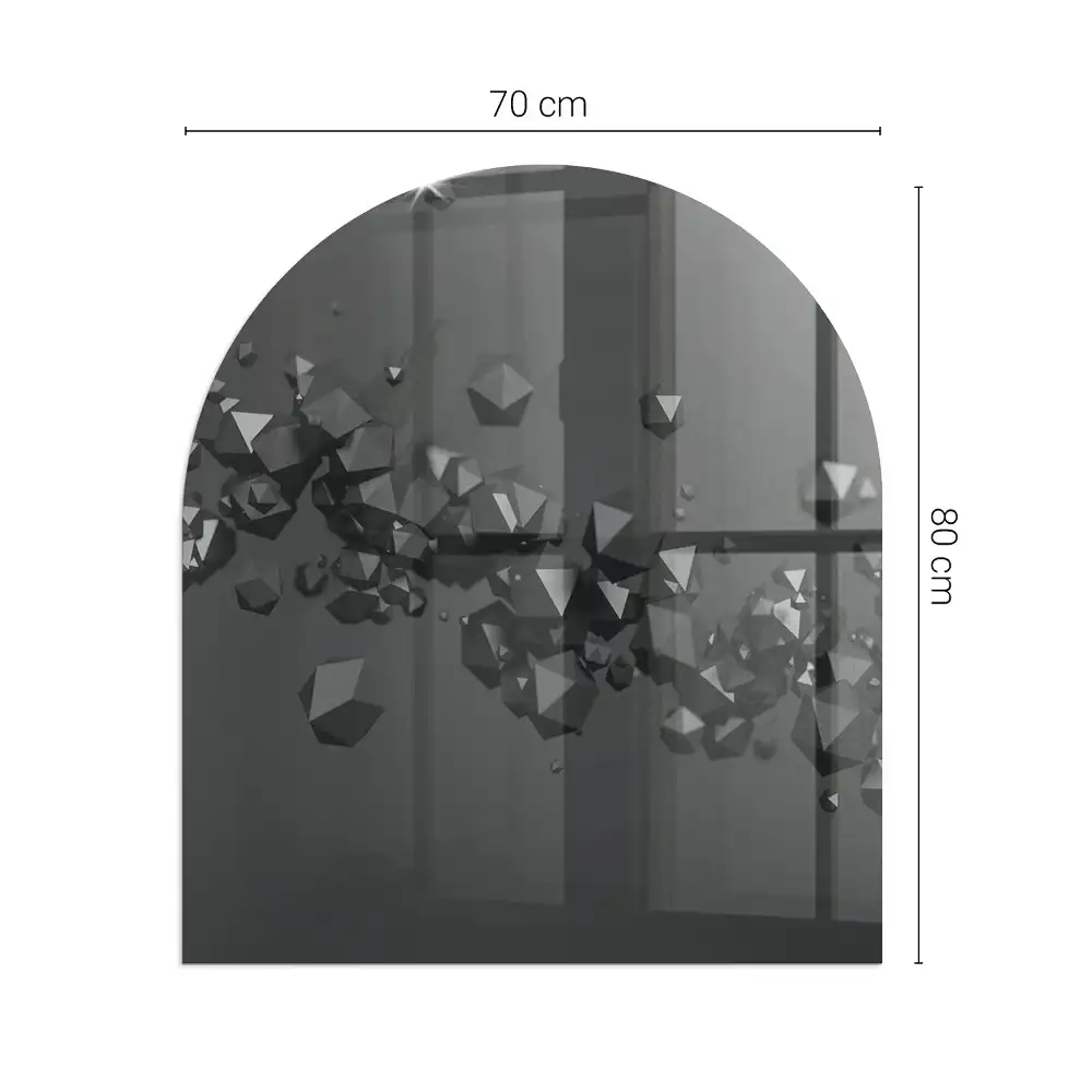 Plaque de sol semi-ovale en verre pour cheminée motif nuage abstrait