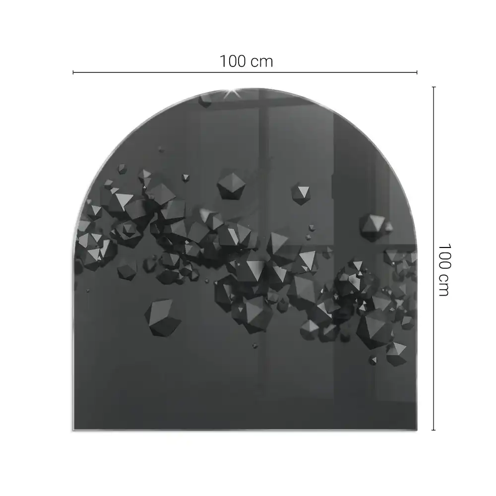 Plaque de sol semi-ovale en verre pour cheminée motif nuage abstrait