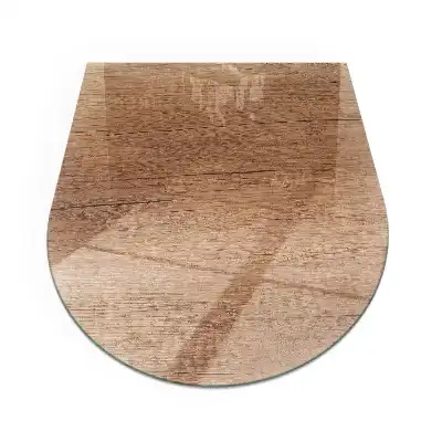 Plaque de sol en verre semi-ovale pour poêle à bois décor bois naturel