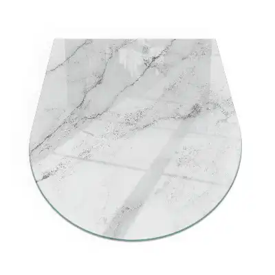 Plaque de sol semi-ovale en verre trempé avec motif marbré pour cheminée