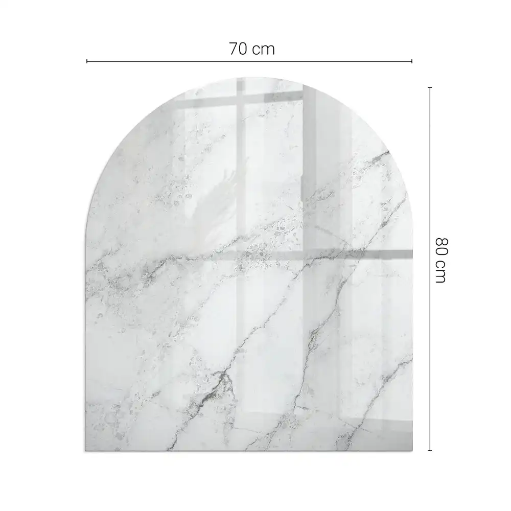 Plaque de sol semi-ovale en verre trempé avec motif marbré pour cheminée