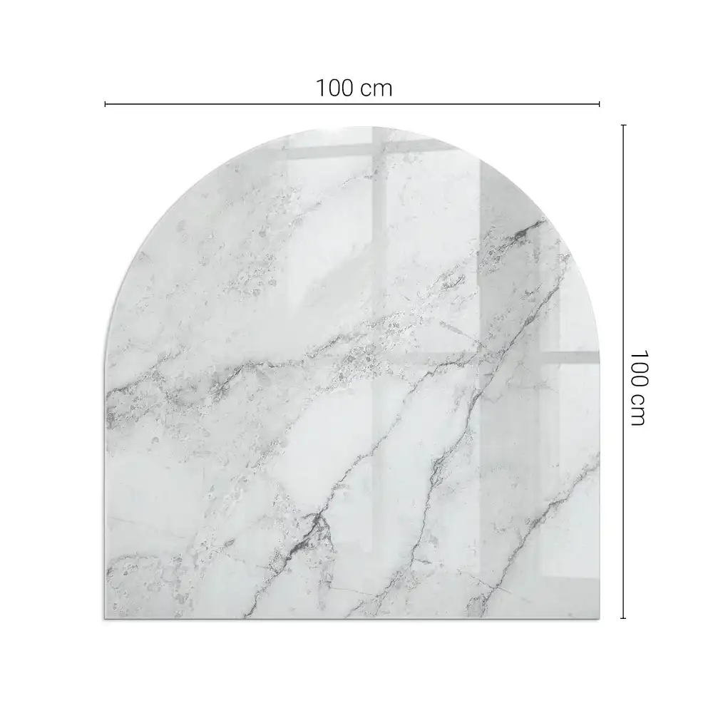 Plaque de sol semi-ovale en verre trempé avec motif marbré pour cheminée
