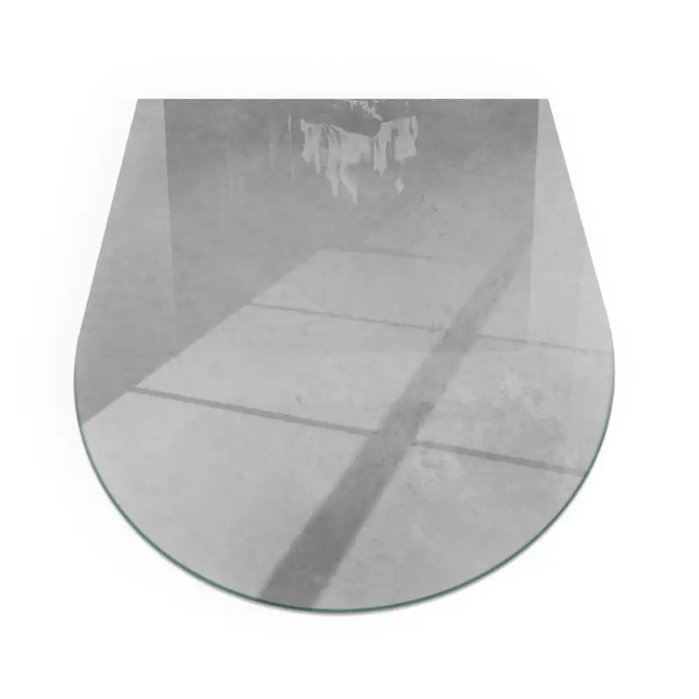 Plaque de sol semi-ovale pour cheminée aspect béton