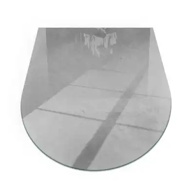 Plaque de sol semi-ovale pour cheminée aspect béton