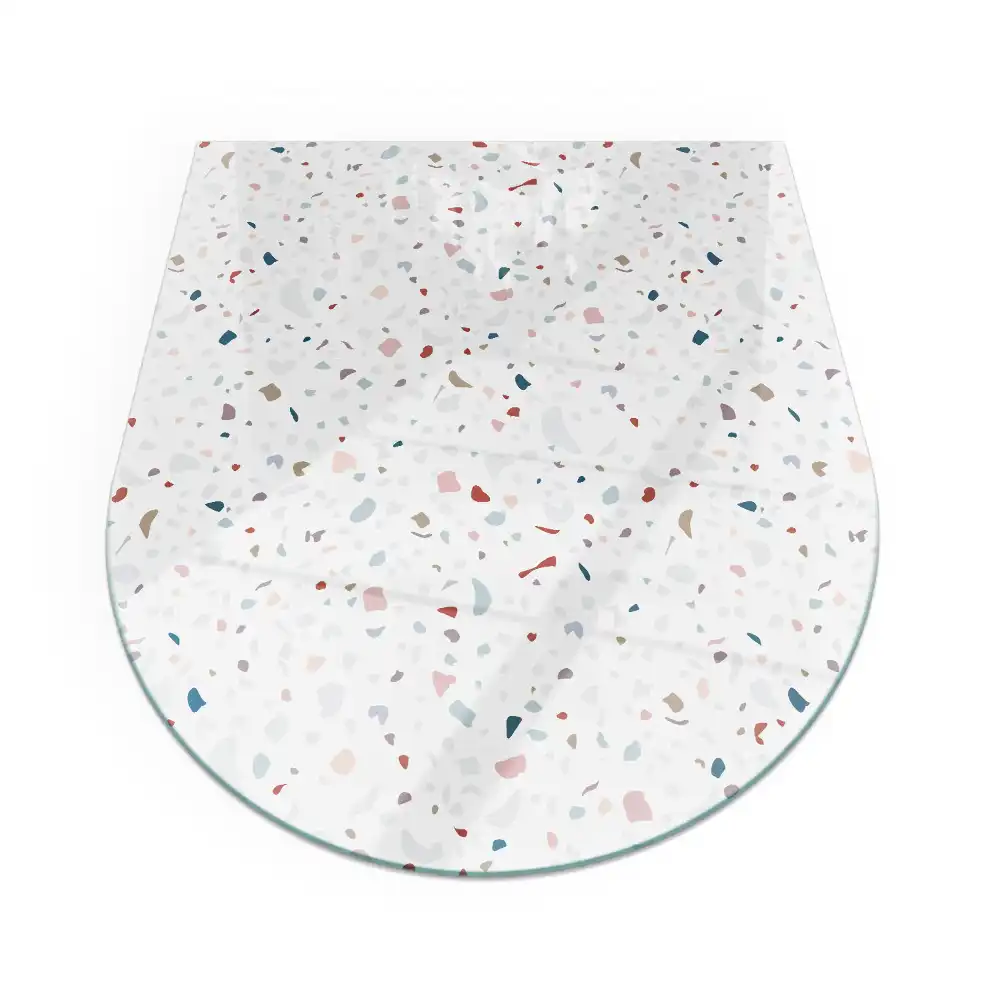 Plaque de protection en verre trempé semi-ovale pour poêle à bois avec motif petites formes
