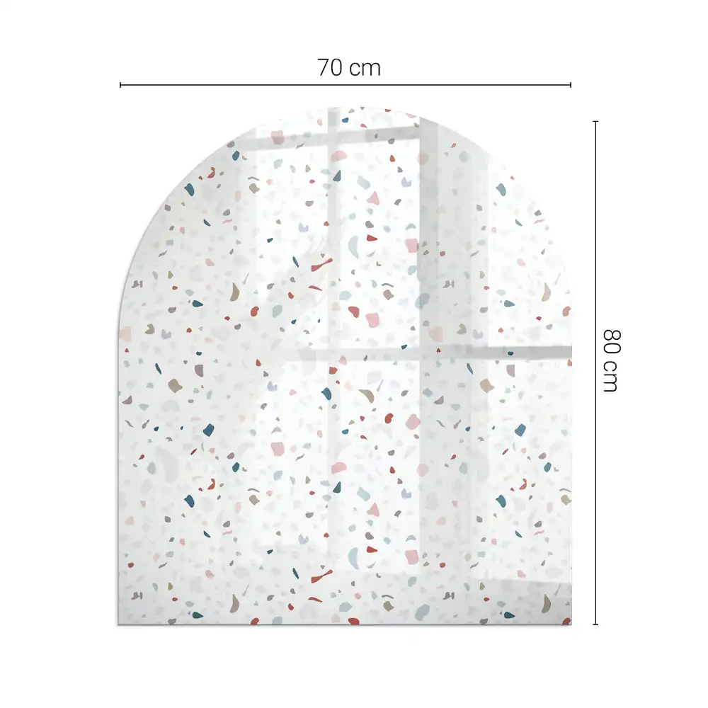 Plaque de protection en verre trempé semi-ovale pour poêle à bois avec motif petites formes