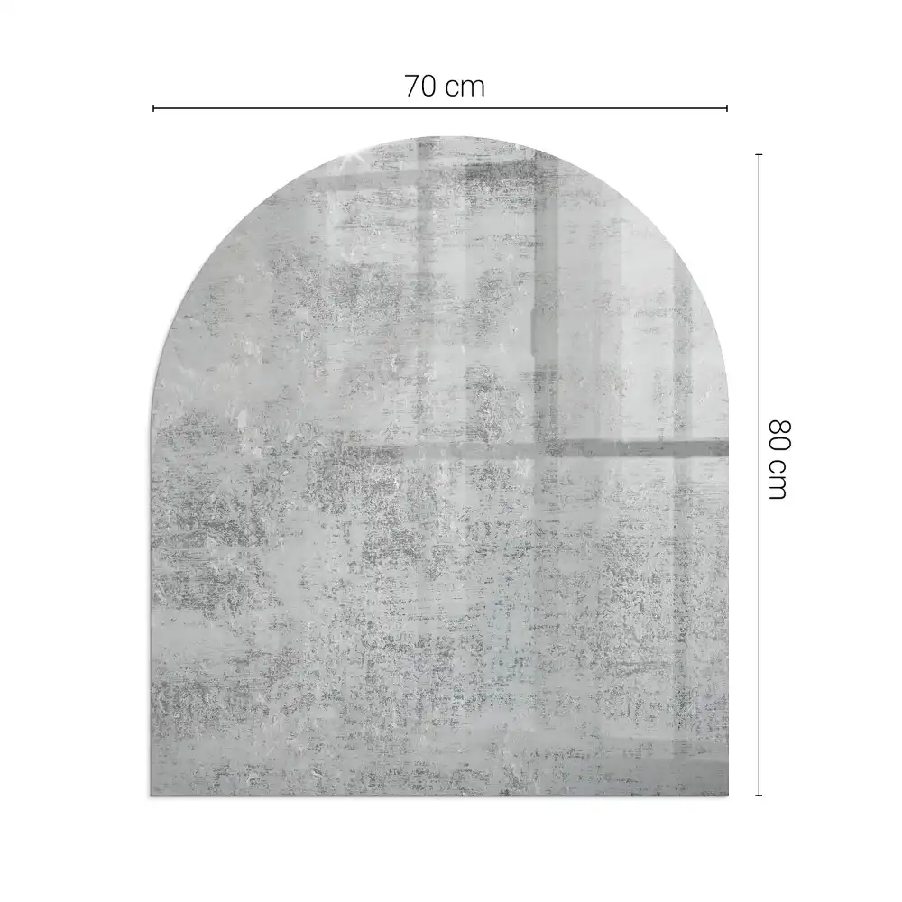 Plaque de protection en verre trempé semi-ovale pour poêle cheminée avec texture abstraite
