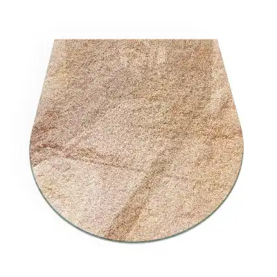 Plaque de sol semi-ovale en verre pour poêle à bois avec texture pierre naturelle