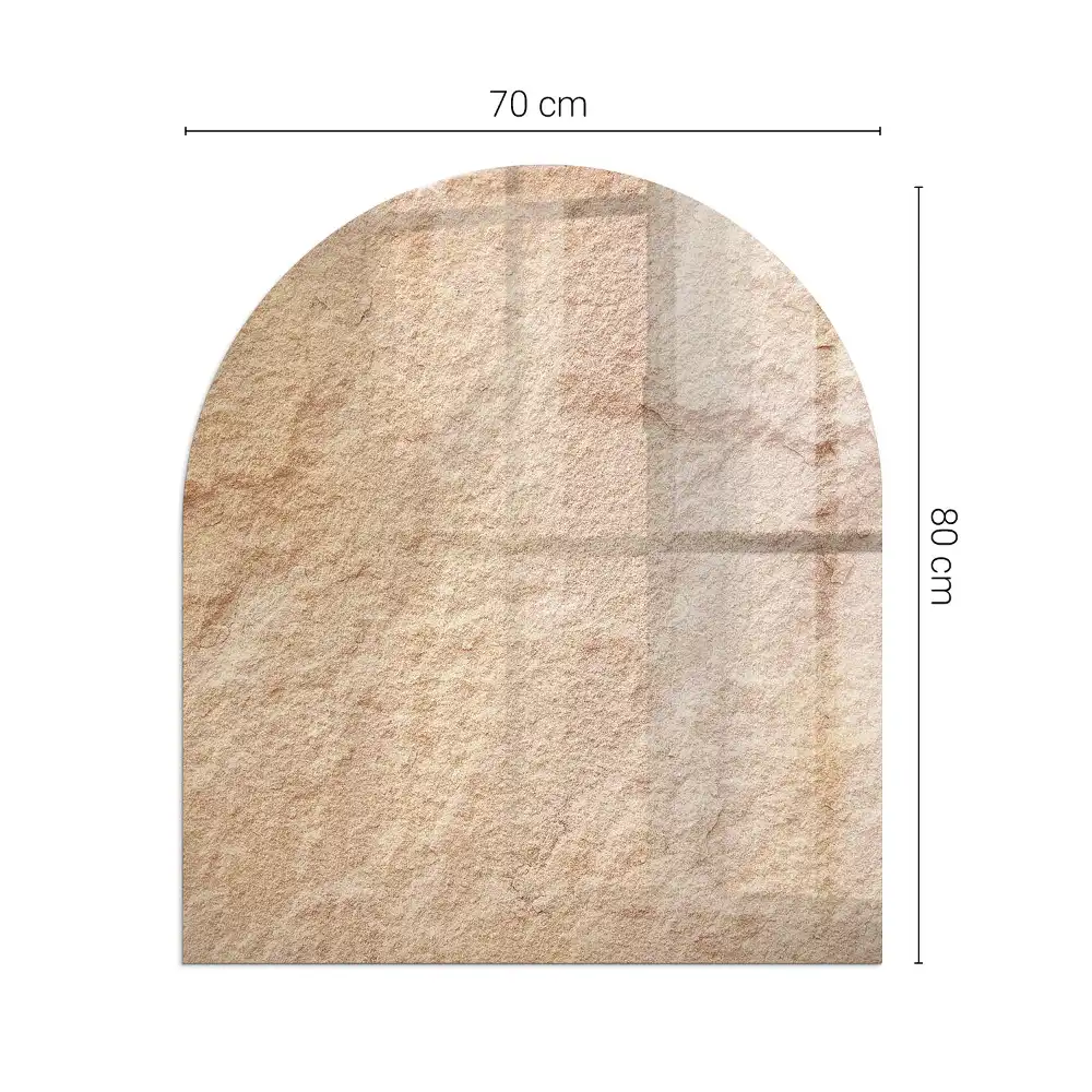 Plaque de sol semi-ovale en verre pour poêle à bois avec texture pierre naturelle