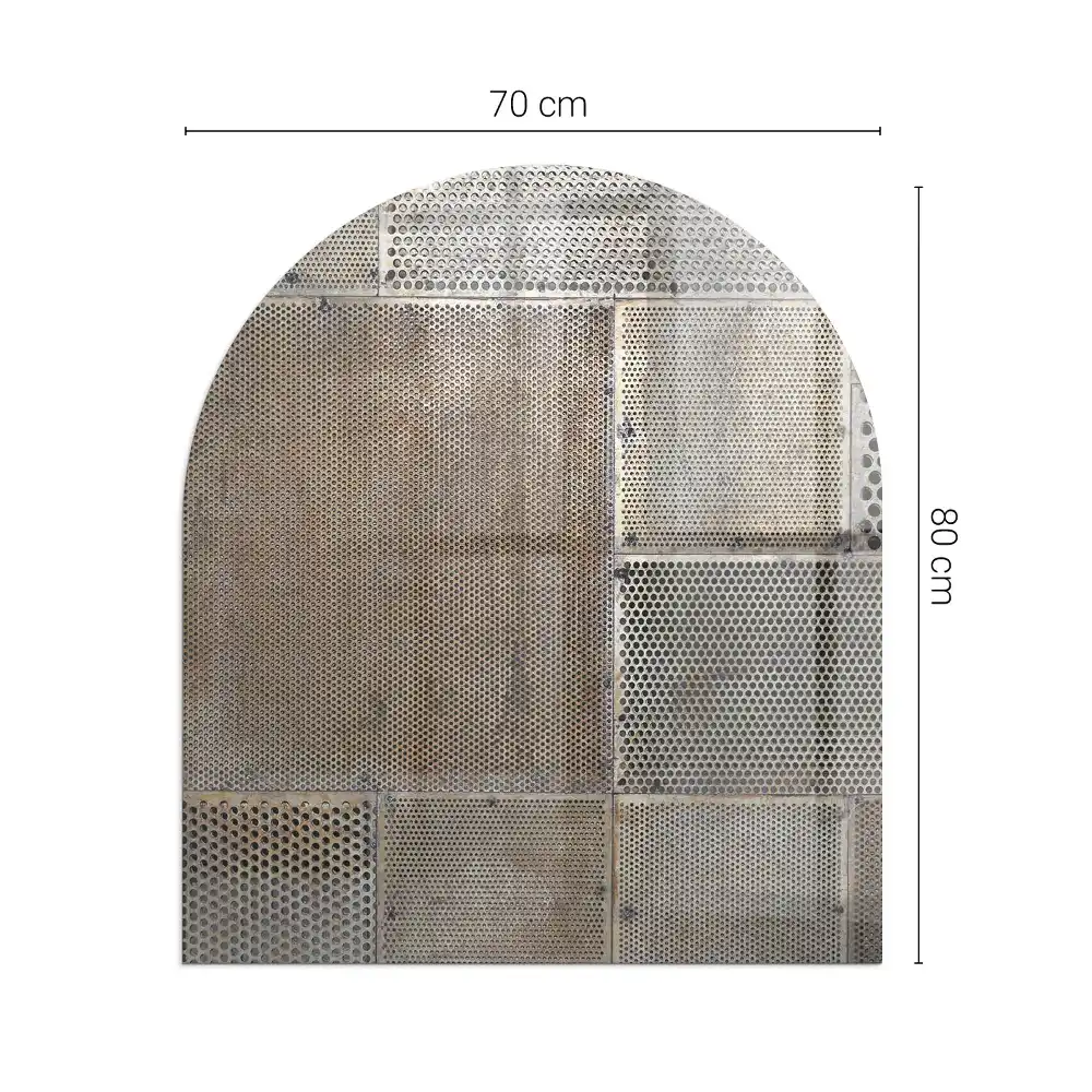 Plaque de sol semi-ovale en verre pour cheminée avec motif de feuille perforée