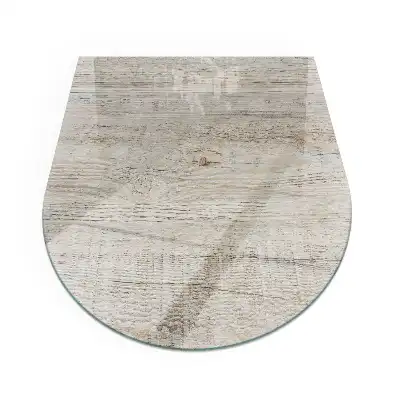 Plaque de sol semi-ovale en verre trempé pour cheminée aspect bois clair