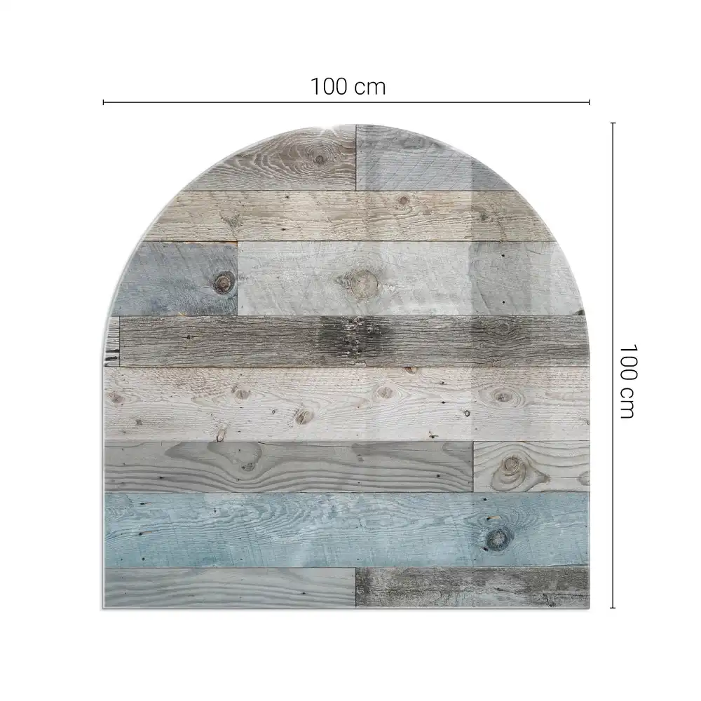 Plaque de sol semi-ovale en verre pour cheminée disponible en plusieurs teintes