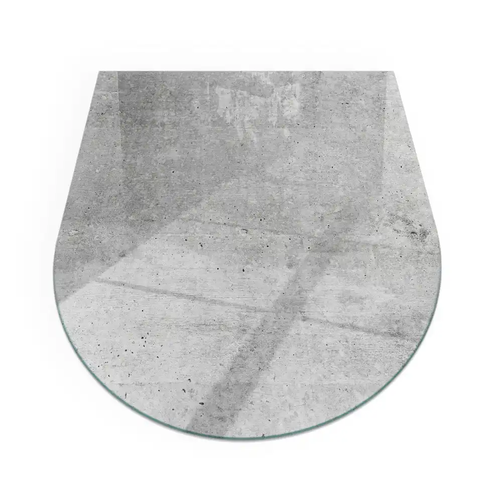 Plaque de sol semi-ovale en verre trempé pour cheminée aspect béton brut
