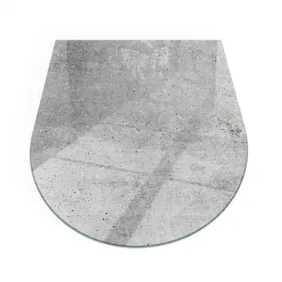 Plaque de sol semi-ovale en verre trempé pour cheminée aspect béton brut