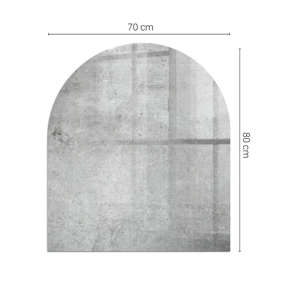 Plaque de sol semi-ovale en verre trempé pour cheminée aspect béton brut