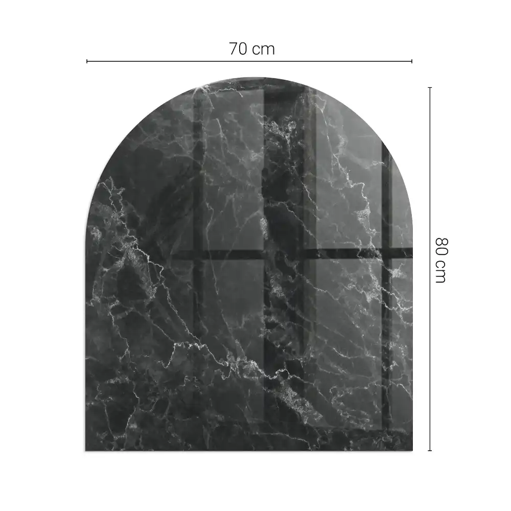 Plaque de sol semi-ovale en verre trempé pour poêle avec motif marbre