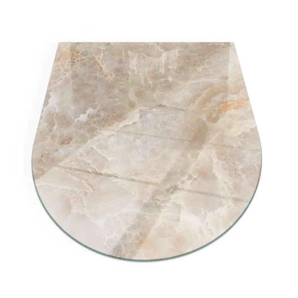 Plaque de sol en verre semi-ovale pour poêle à bois motif pierre naturelle
