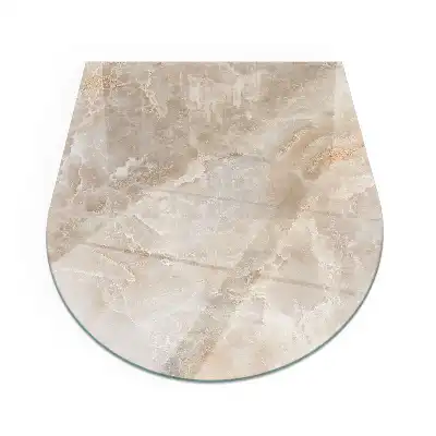 Plaque de sol en verre semi-ovale pour poêle à bois motif pierre naturelle