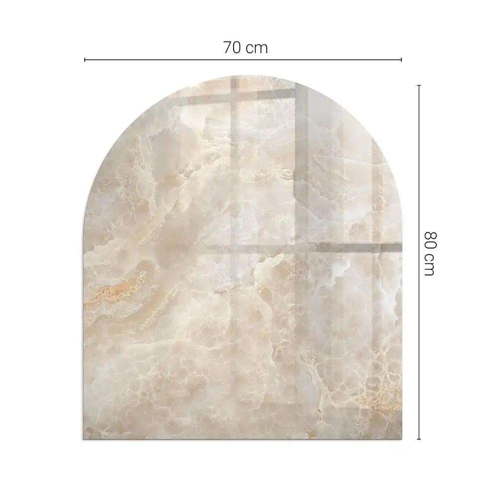 Plaque de sol en verre semi-ovale pour poêle à bois motif pierre naturelle