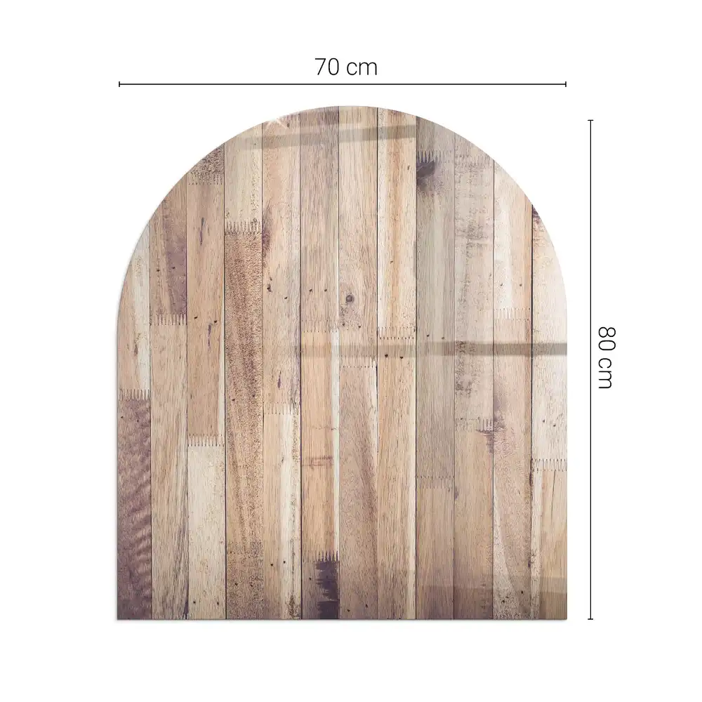 Plaque de sol semi-ovale pour cheminée aspect bois