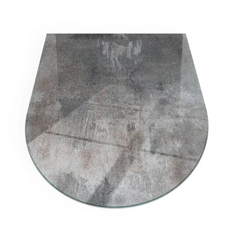 Plaque de sol semi-ovale en verre trempé pour poêle à bois avec texture brute