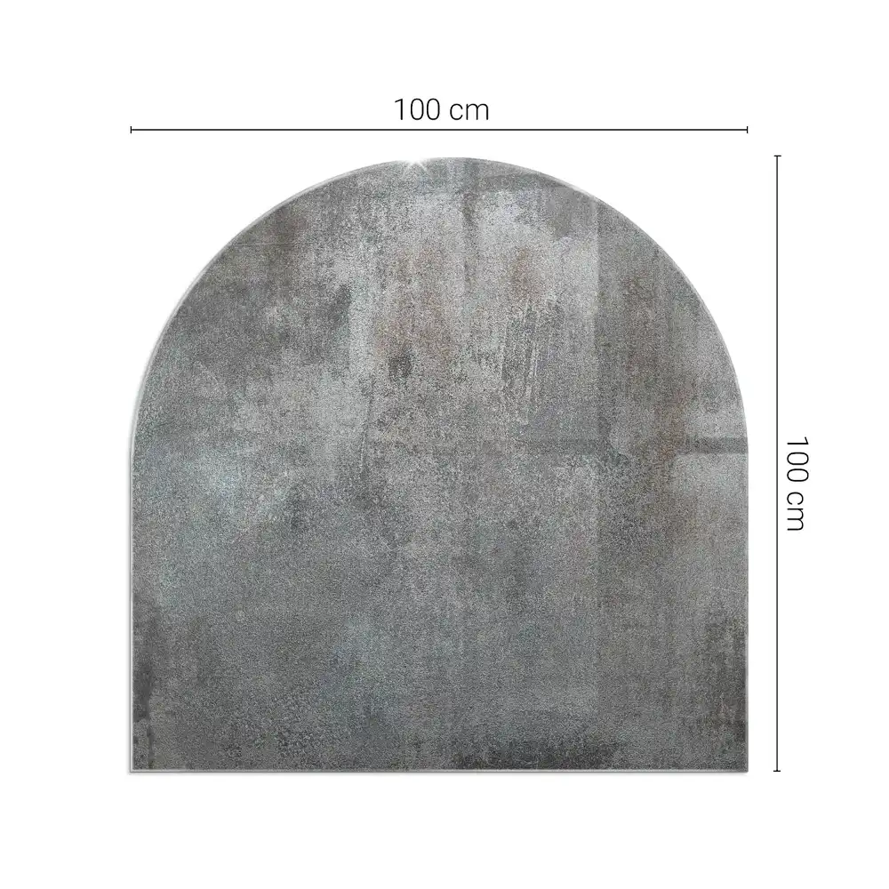 Plaque de sol semi-ovale en verre trempé pour poêle à bois avec texture brute
