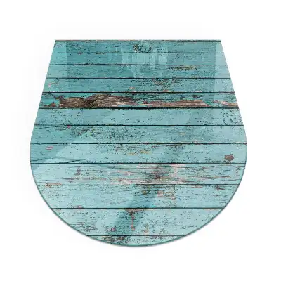 Plaque de sol semi-ovale en verre pour cheminée effet bois rustique