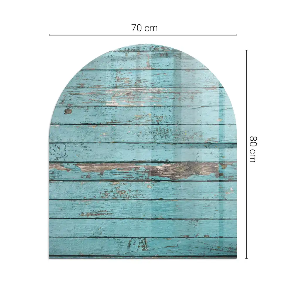 Plaque de sol semi-ovale en verre pour cheminée effet bois rustique