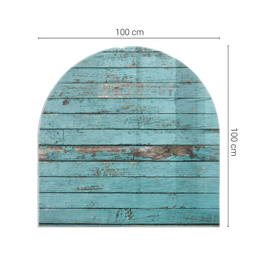 Plaque de sol semi-ovale en verre pour cheminée effet bois rustique