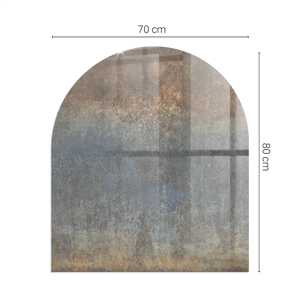 Plaque de sol semi-ovale en verre trempé pour cheminée avec motif texturé abstrait