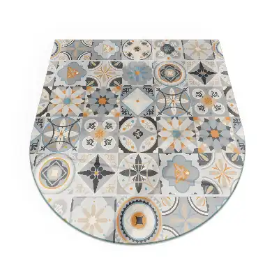 Plaque de sol semi-ovale pour cheminée à motifs de mosaïque