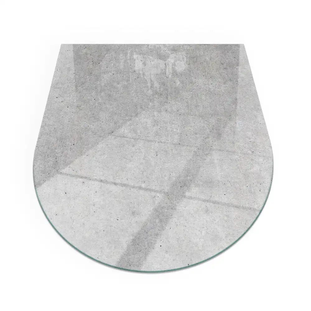 Plaque de sol semi-ovale pour poêle à bois en verre aspect béton brut