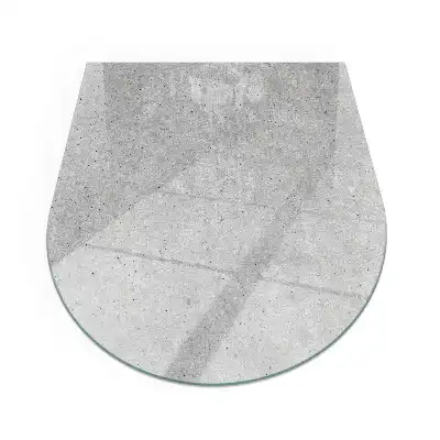 Plaque de sol semi-ovale pour poêle à bois en verre aspect béton brut