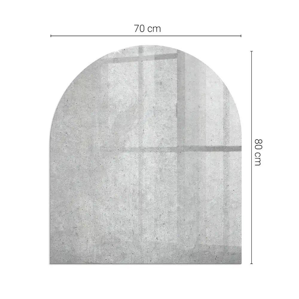 Plaque de sol semi-ovale pour poêle à bois en verre aspect béton brut