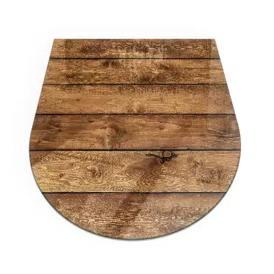 Plaque de sol semi-ovale en verre pour cheminée motif grain de bois