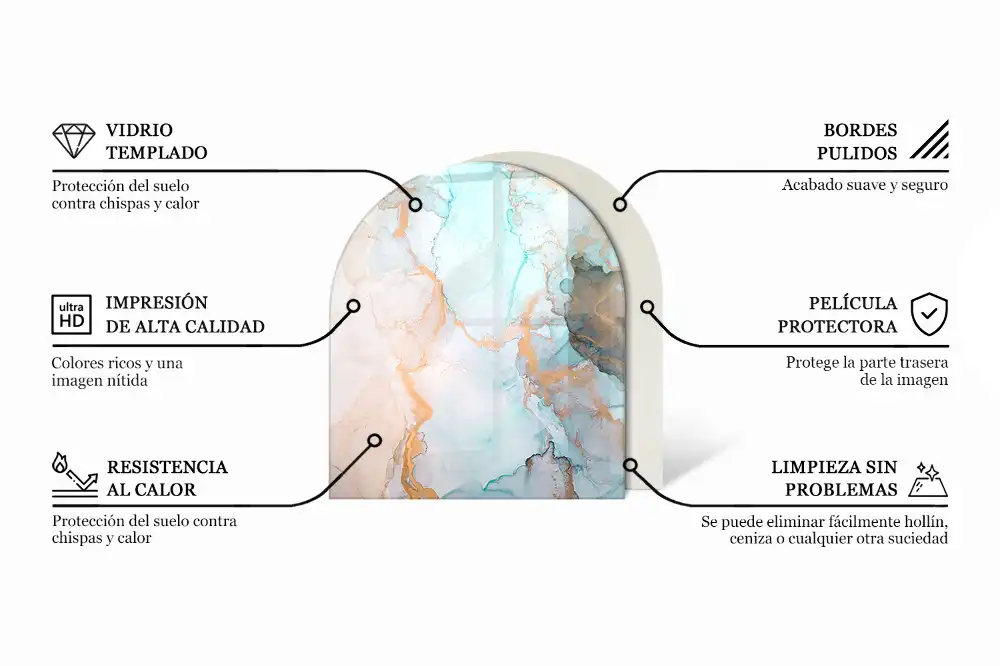 Plaque de sol semi-ovale en verre trempé pour cheminée avec motifs de mosaïque en carreaux