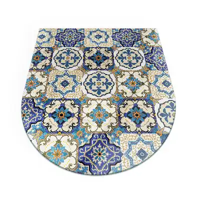 Plaque de sol semi-ovale pour cheminée avec motif mosaïque à fleurs