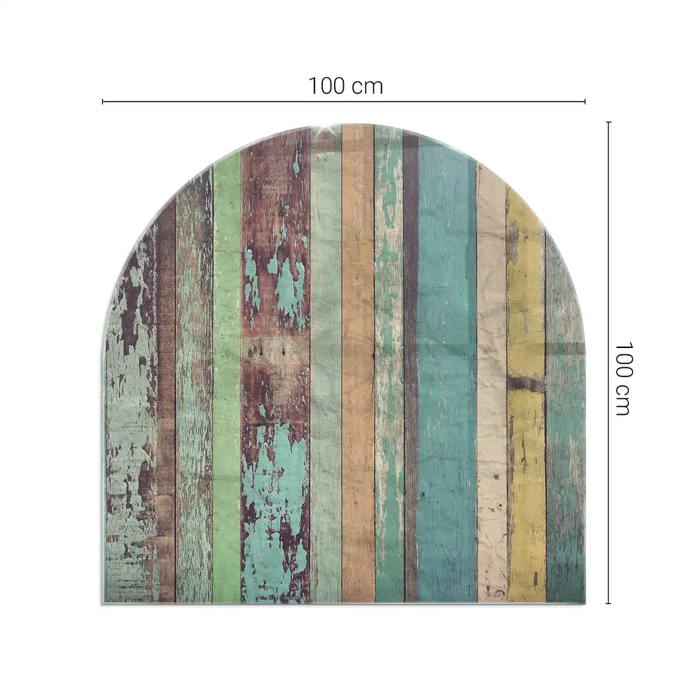 Plaque de protection en verre trempé semi-ovale pour poêle cheminée