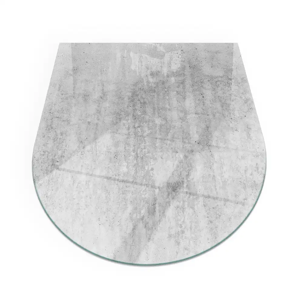 Plaque de sol semi-ovale pour poêle à bois en verre aspect béton brut
