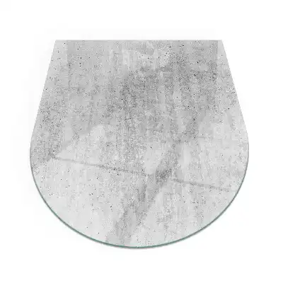 Plaque de sol semi-ovale pour poêle à bois en verre aspect béton brut