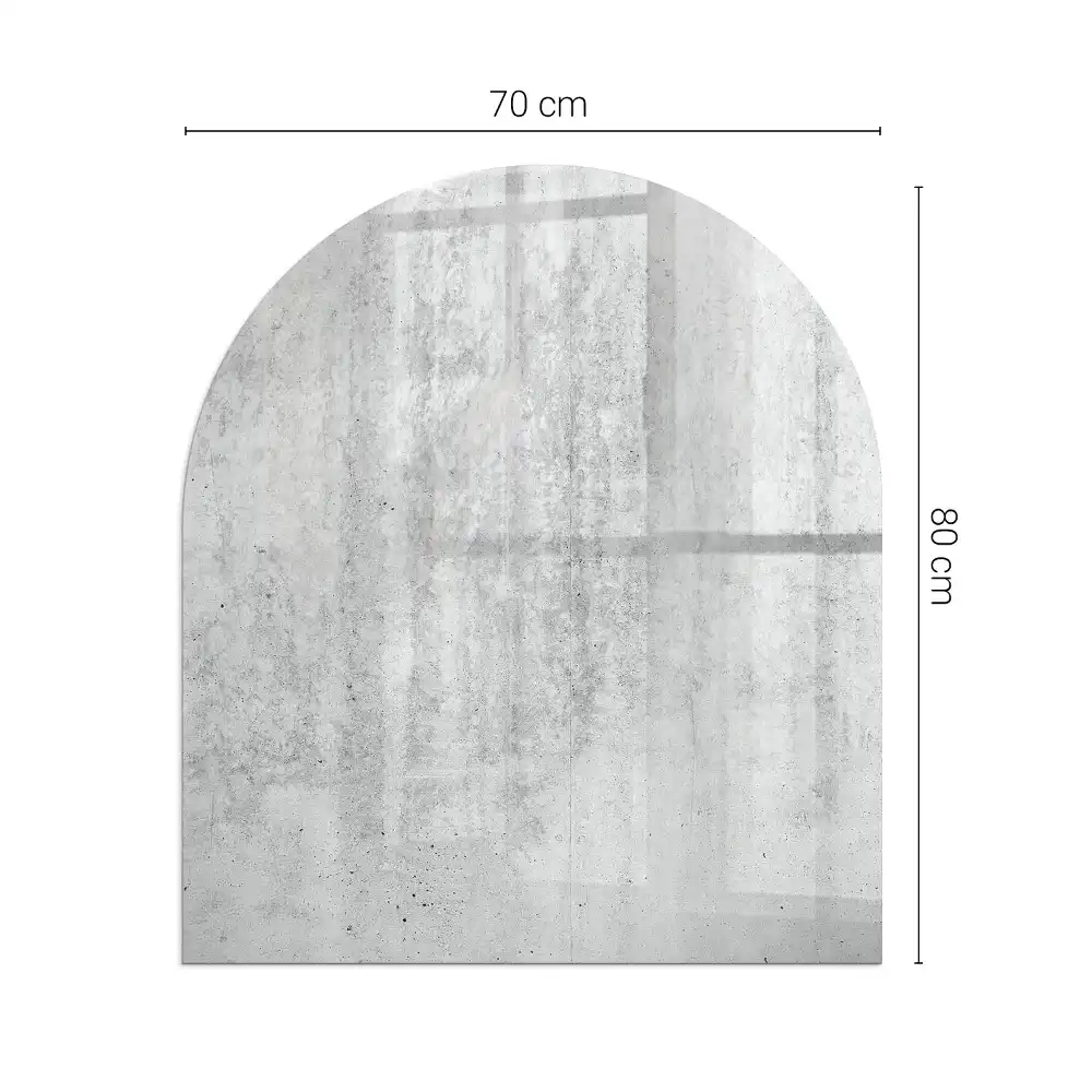 Plaque de sol semi-ovale pour poêle à bois en verre aspect béton brut