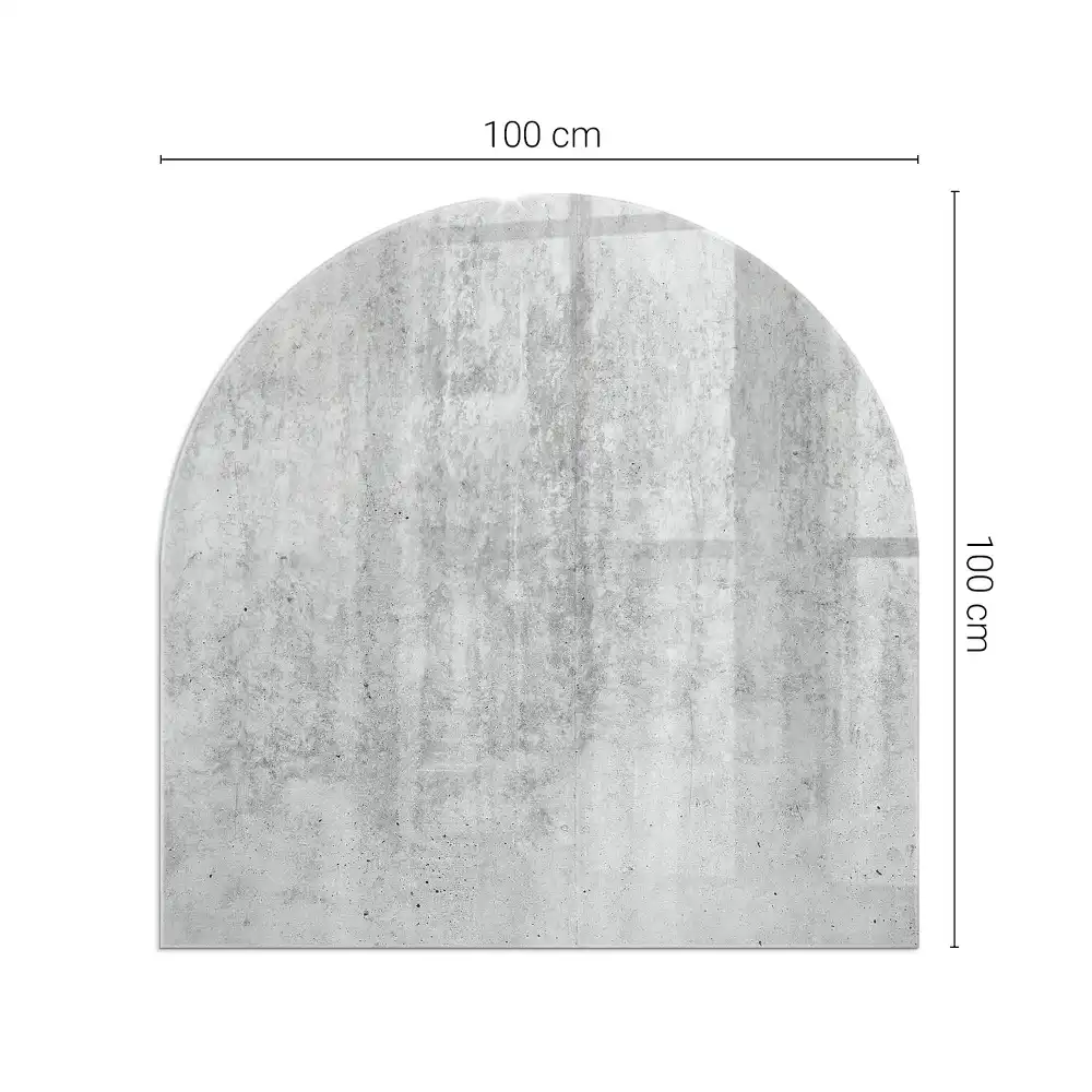 Plaque de sol semi-ovale pour poêle à bois en verre aspect béton brut
