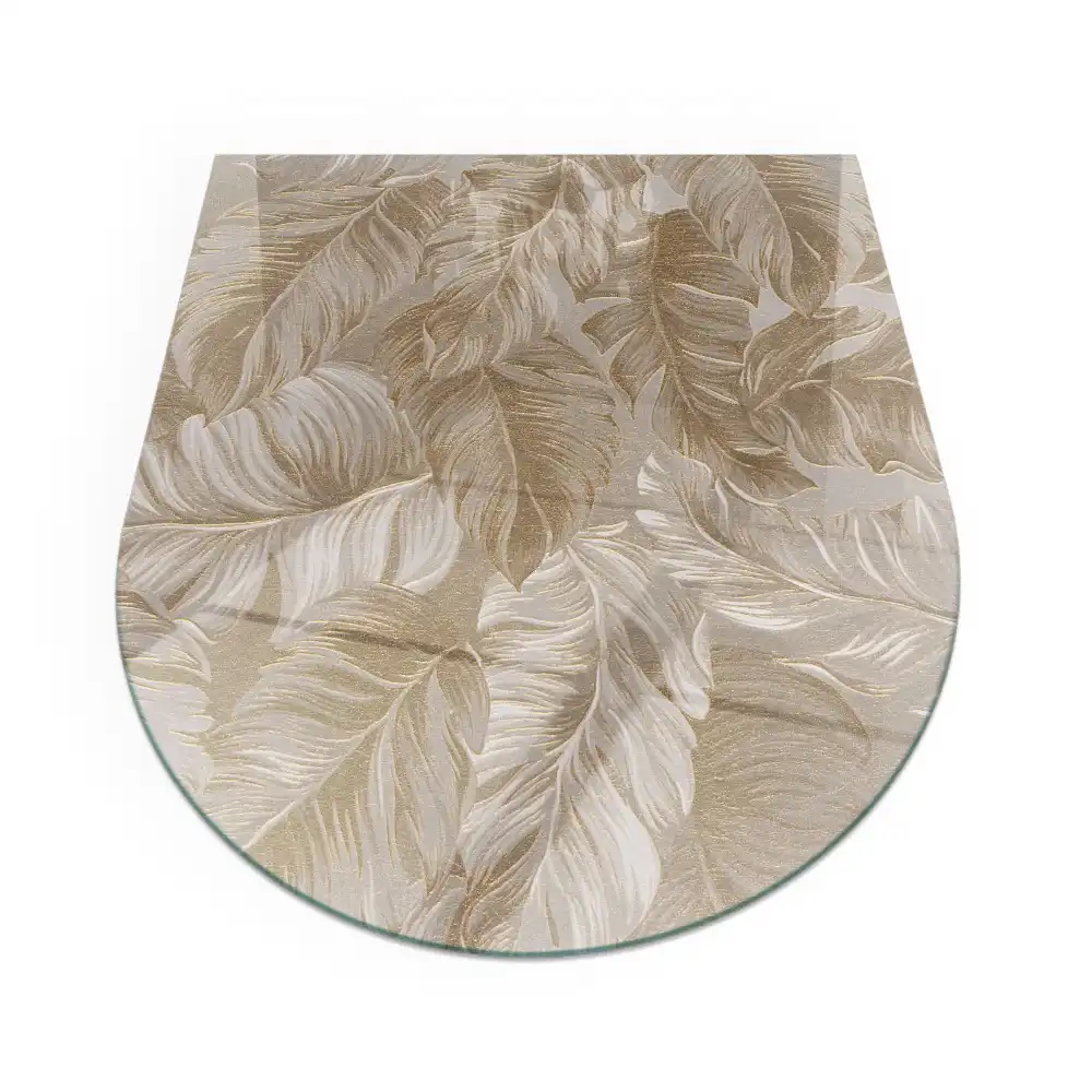 Plaque de protection en verre semi-ovale pour poêle à bois à motif de feuilles