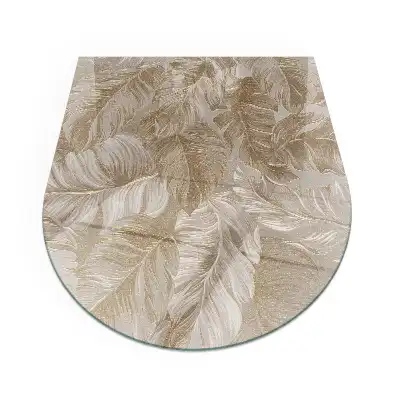 Plaque de protection en verre semi-ovale pour poêle à bois à motif de feuilles